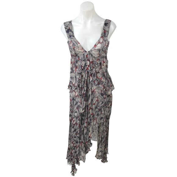Jorya Women's Multicolor Sleeveless Floral V Neck Back Tie Hi-Low Wrap Dress 6 - Picture 1 of 4